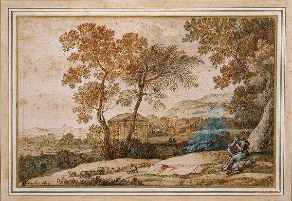 Landscape with a shepherd and his dog