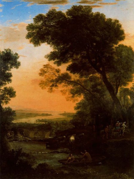 Idyllic landscape with the flight into Egypt