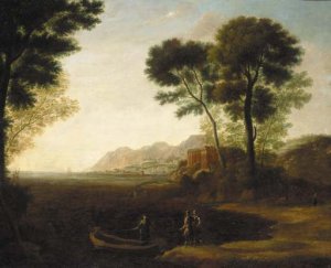 A coastal inlet with the embarkation of Carlo and Ubaldo