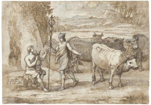 Mercury returning the cattle of Admetus to Apollo