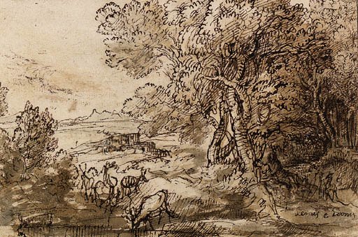 Venus and Adonis in an extensive Landscape with Deer