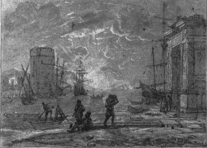 Harbour Scene at Sunset 1643