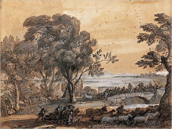 Coast scene with a battle on a bridge 2